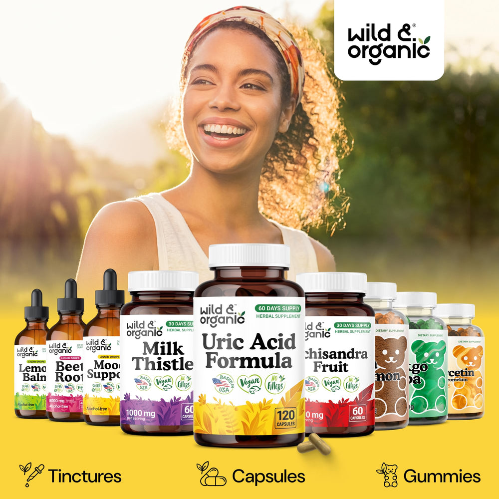 Wild & Organic Uric Acid Formula vegan coating on a plant-based capsule shell