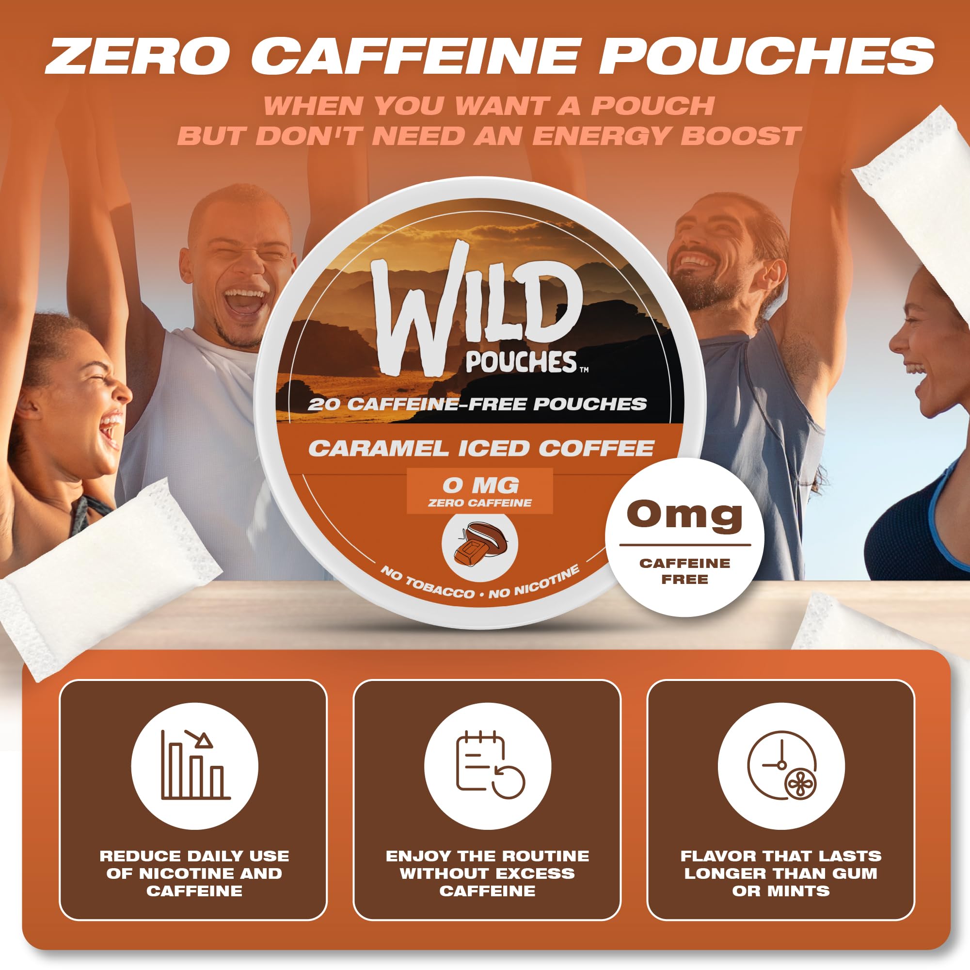 Wild Pouches caramel coffee pouches inside can neatly arranged for quick access.
