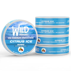 Wild Pouches Citrus Ice energy pouch ready for on-the-go alertness.