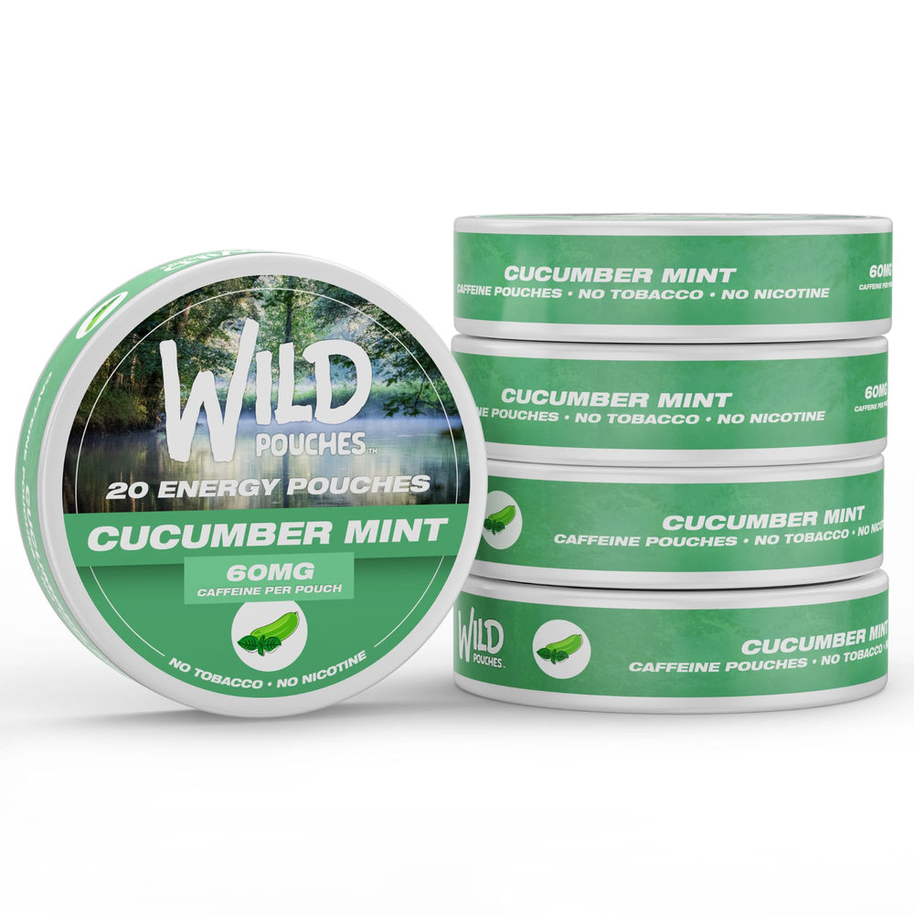 Wild Pouches cucumber mint energy pouches offer a clean caffeine boost on the go.