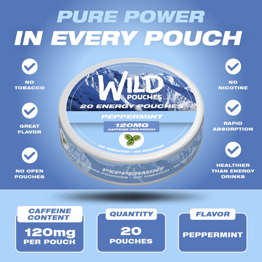 Wild Pouches five-pack-energy-bundle delivers consistent caffeine on demand.