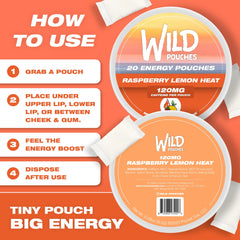 Wild Pouches Raspberry Lemon Heat pouch closeup shows texture and fill level