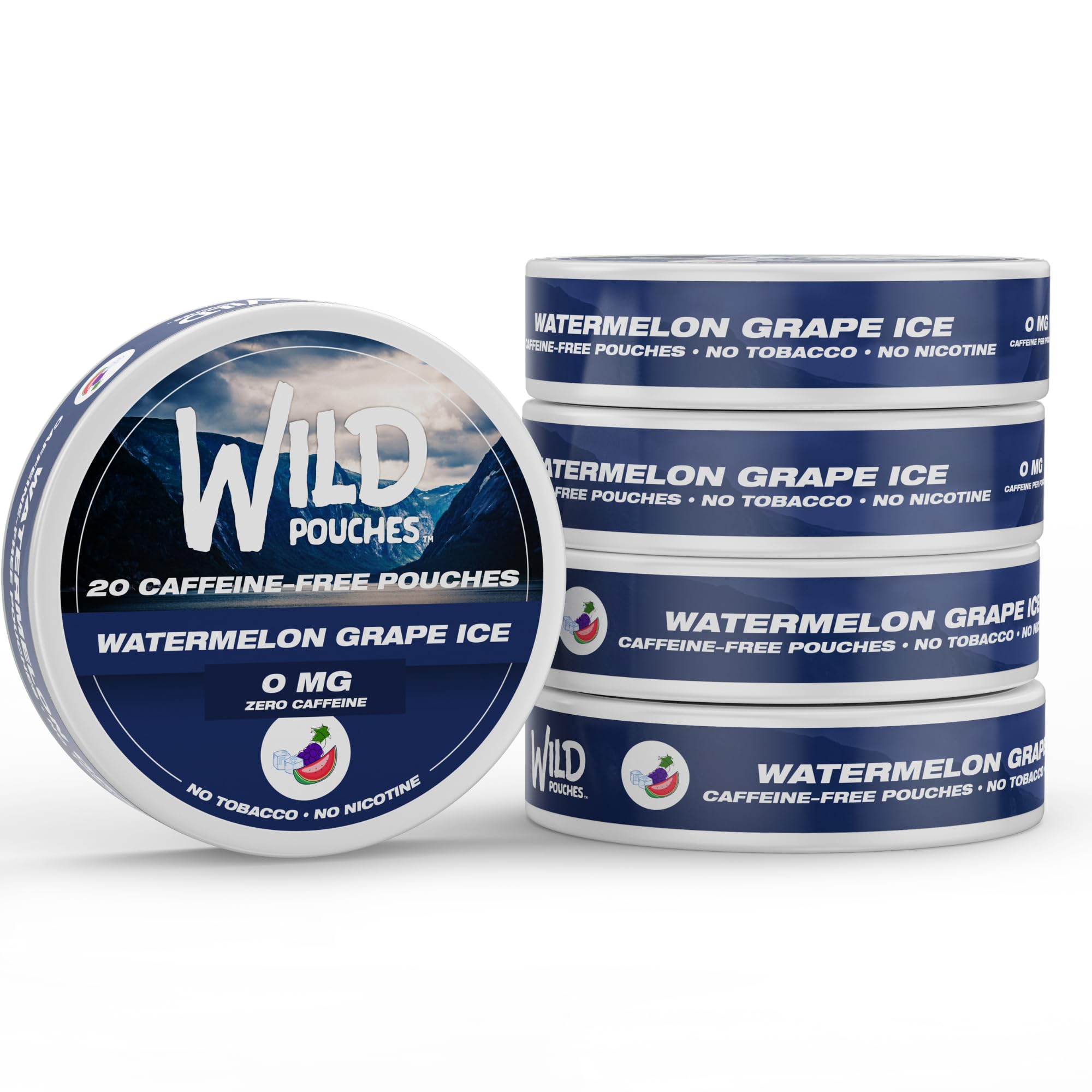 Wild Pouches Watermelon Grape Ice can, caffeine free flavor for a relaxing evening ritual
