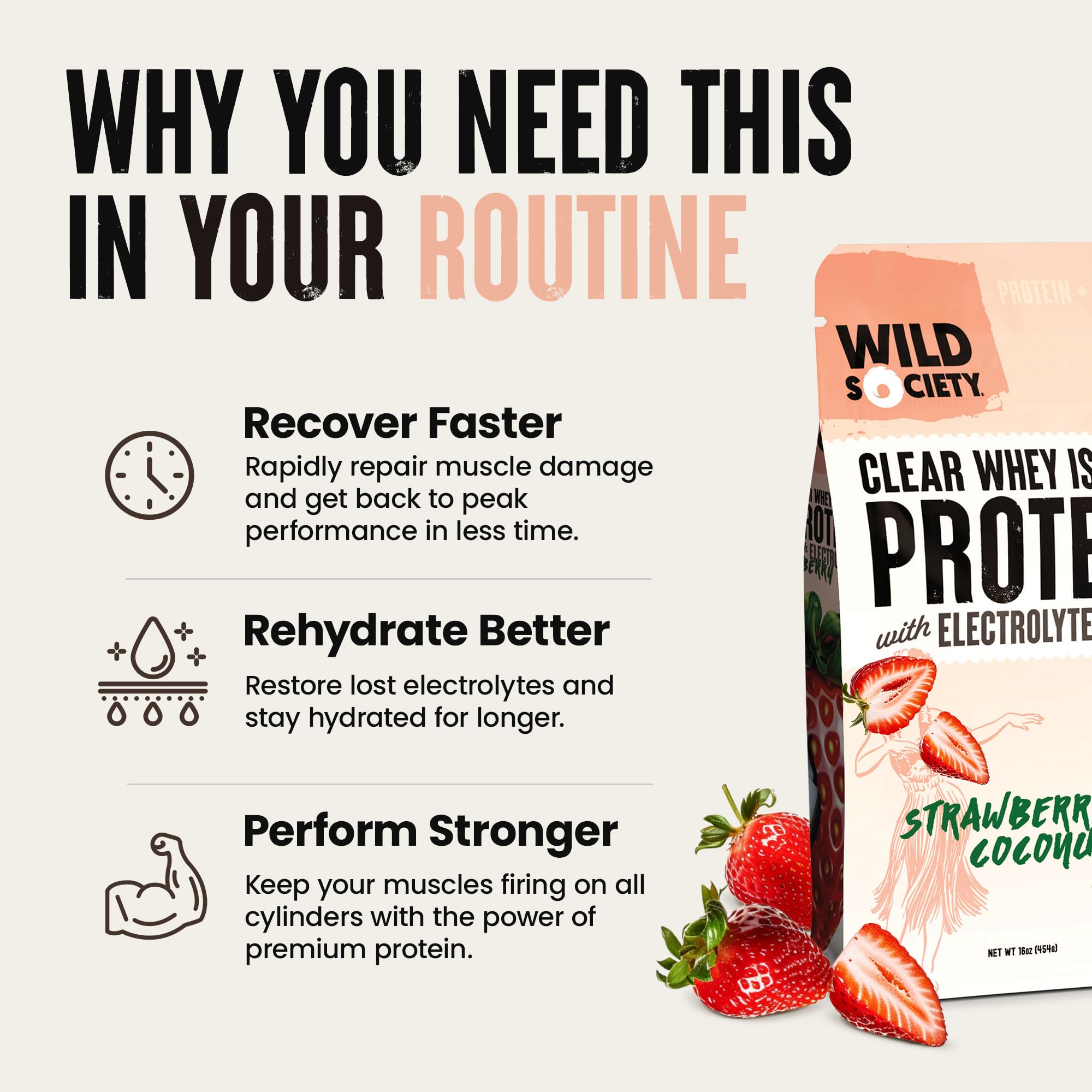 Wild Society Clear Whey no sugar information emphasizes a guilt-free option