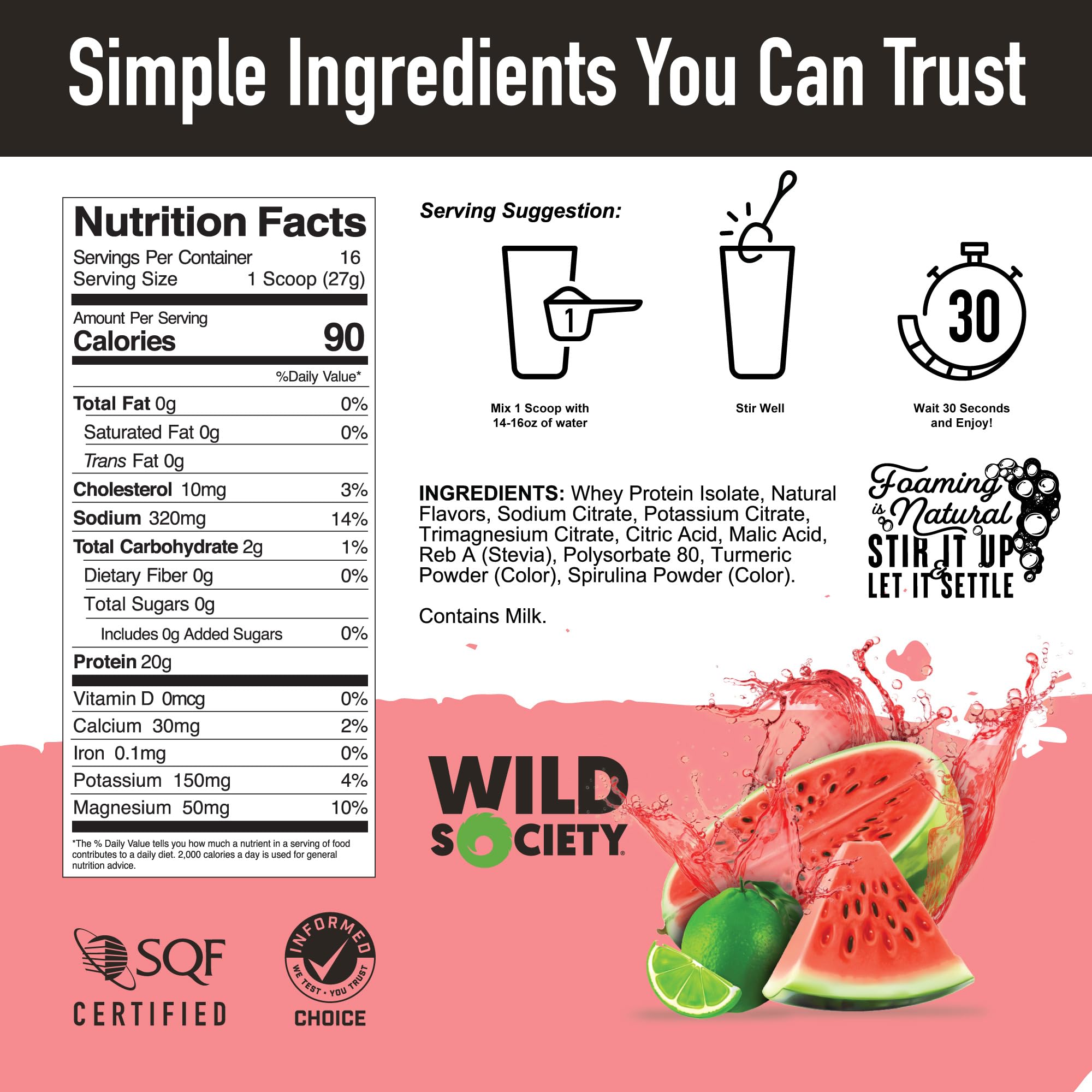 Wild Society Clear Whey pour into glass shows light, juice-like texture