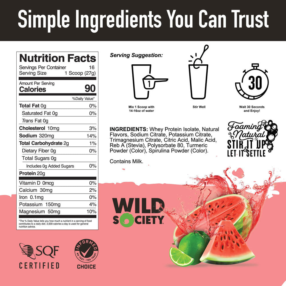 Wild Society Clear Whey pour into glass shows light, juice-like texture