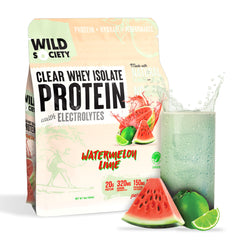 Wild Society Clear Whey Watermelon Lime bottle for refreshing hydration