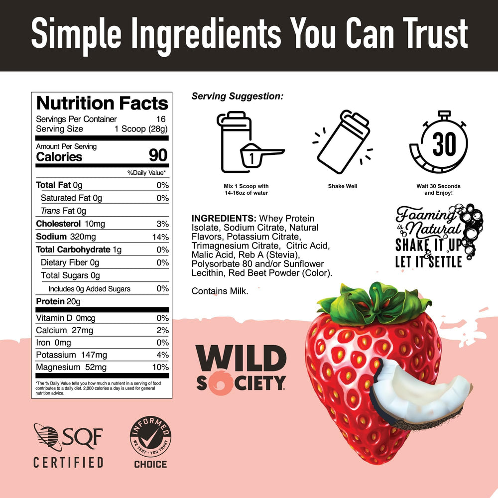 Wild Society Clear Whey zero sugar symbol reinforces clean nutrition