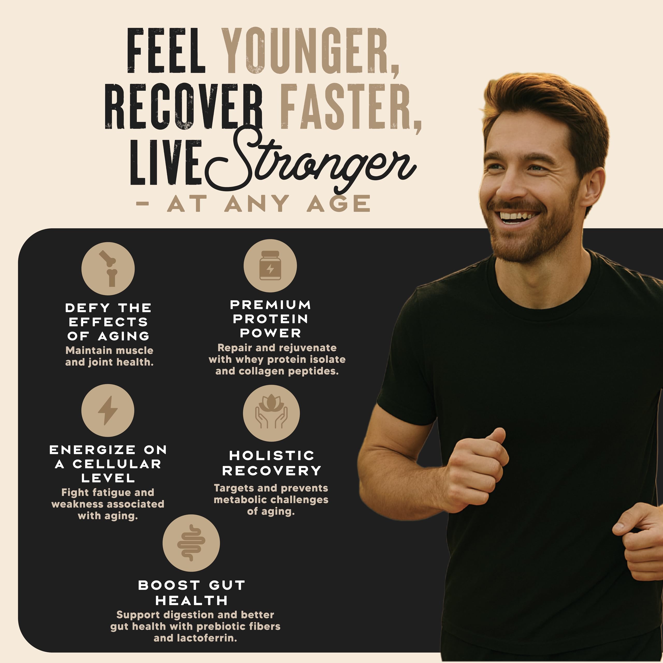 Wild Society Longevity Shake scoop illustrates easy portioning for post-workout refuel.