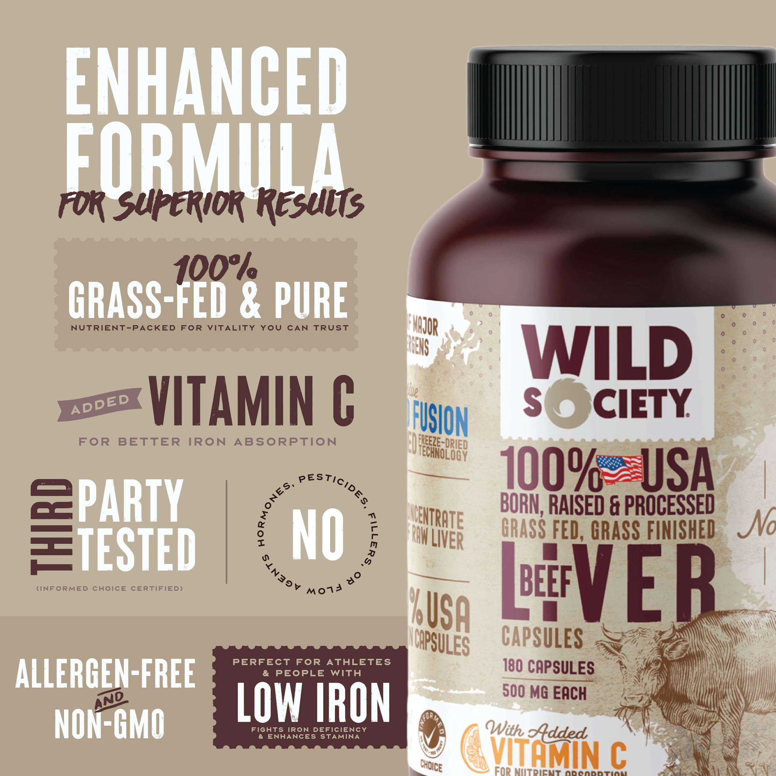 WILD SOCIETY third-party tested beef liver for quality and safety.