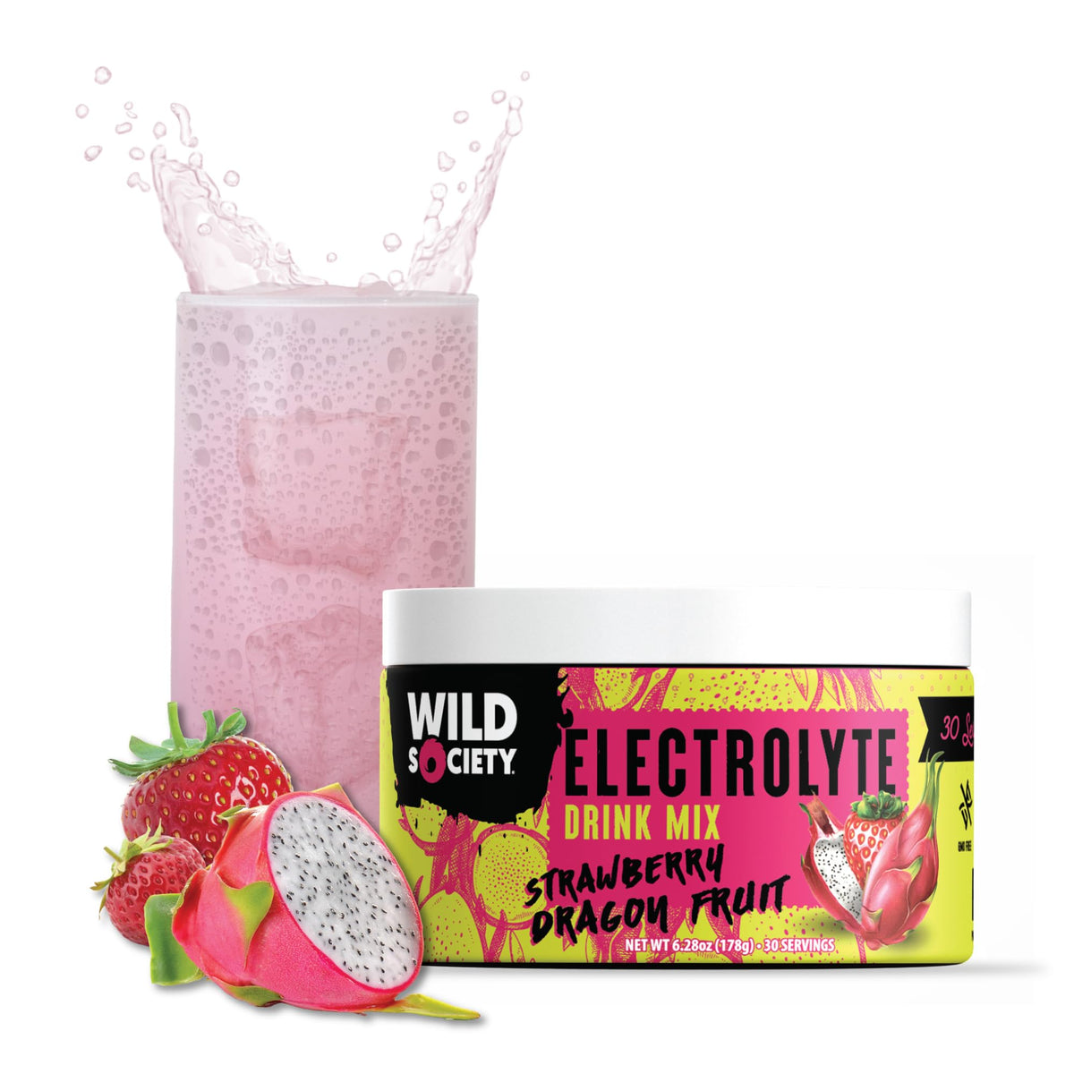 Wild Society zero sugar electrolyte powder tub for clean hydration