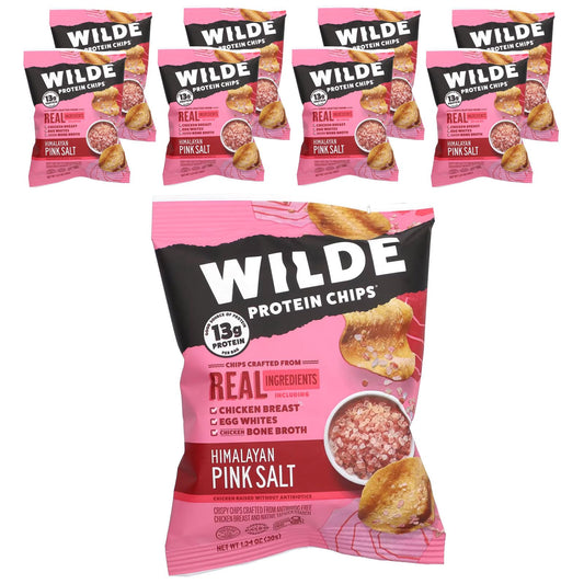 Wilde Brands Protein Chips Himalayan Pink Salt bag-front, savory protein snack for active days
