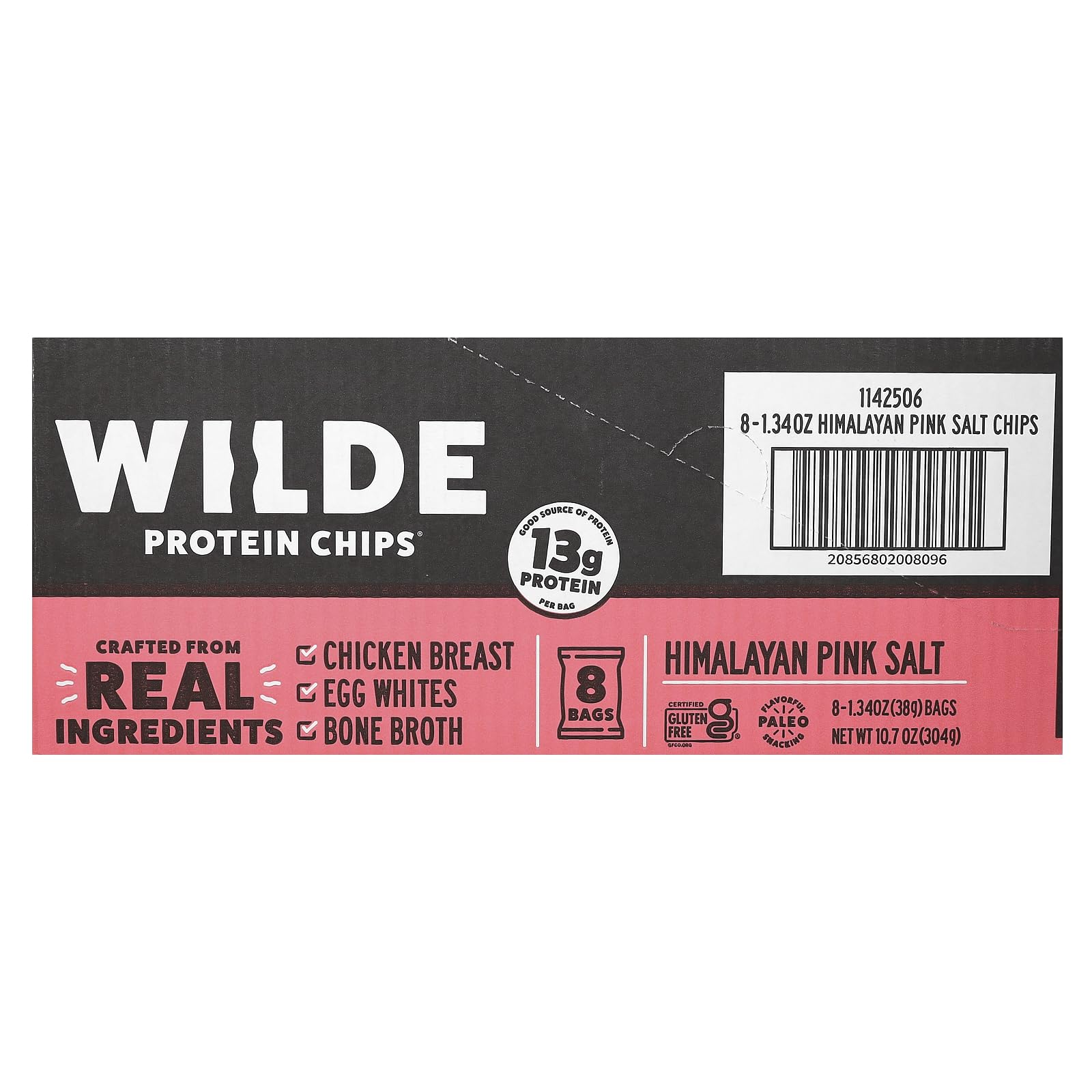Wilde Brands Protein Chips chip closeup highlighting crispy texture and ingredients