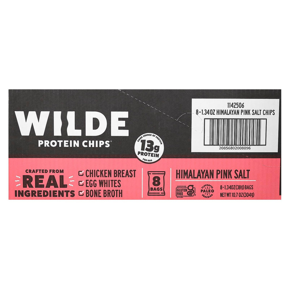 Wilde Brands Protein Chips chip closeup highlighting crispy texture and ingredients
