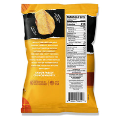 Close-up of WILDE protein chips bag showing real ingredients and texture