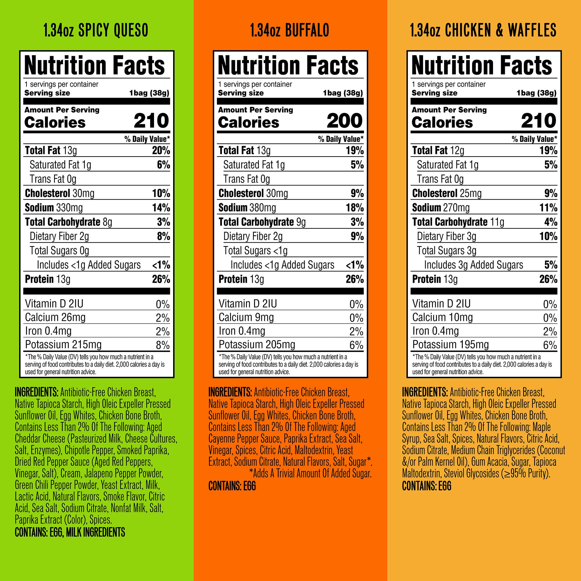 Wilde Chips Protein Chips ingredients close-up shows real chicken breast and bone broth.