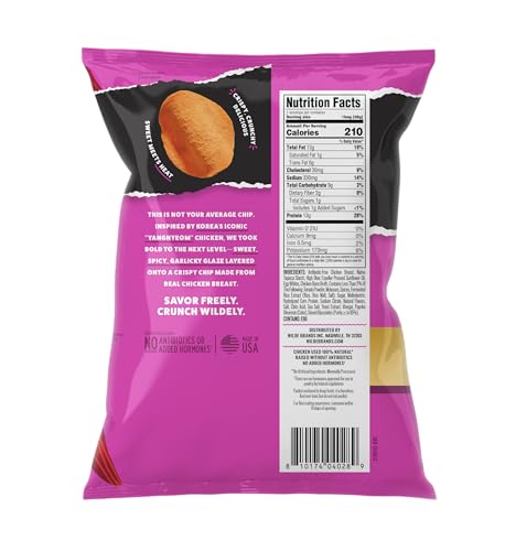 Closeup of Wilde Protein Chips bag showing crisp texture and clean ingredients.