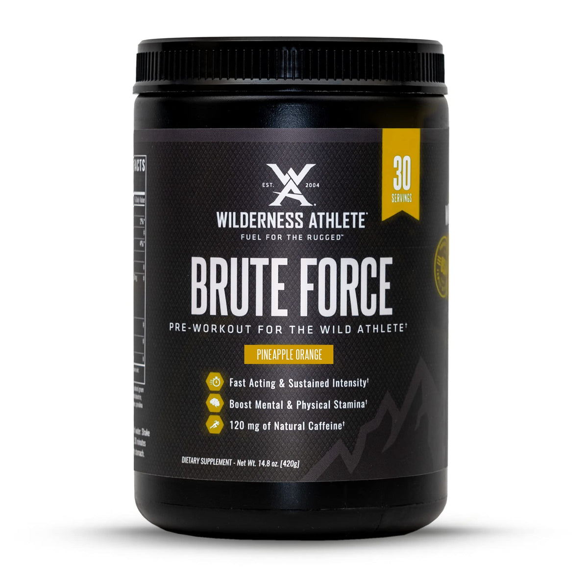 Wilderness Athlete Brute Force bottle being poured for a clean energy boost during workouts.