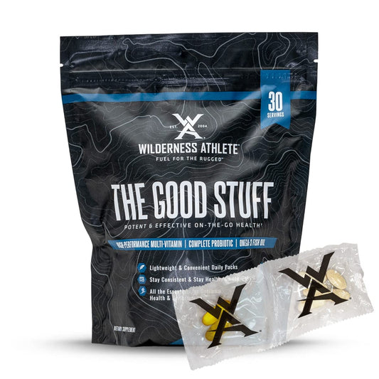 Wilderness Athlete The Good Stuff daily pack front view for convenient on the go nutrition