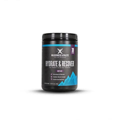 Wilderness Athlete Hydrate & Recover berry-blast tub emphasizes electrolytes for steady hydration.
