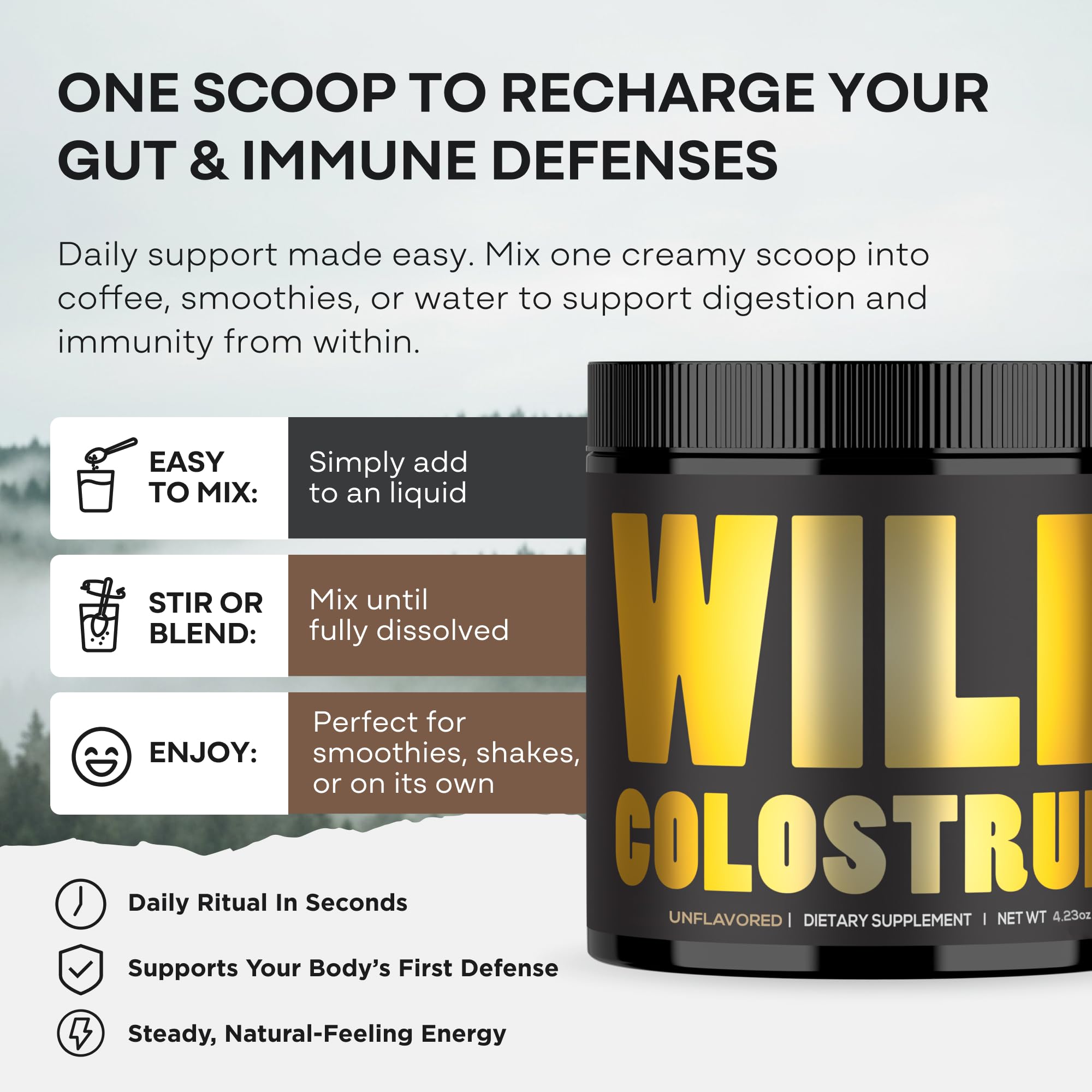 Pour into water for a smooth, unflavored supplement mix.