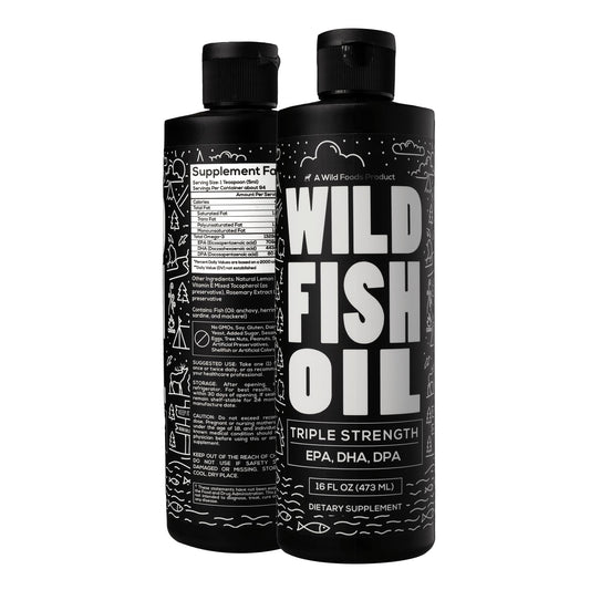 Wild Foods Liquid Omega-3 Lemon bottle pour showing easy serving and smooth taste
