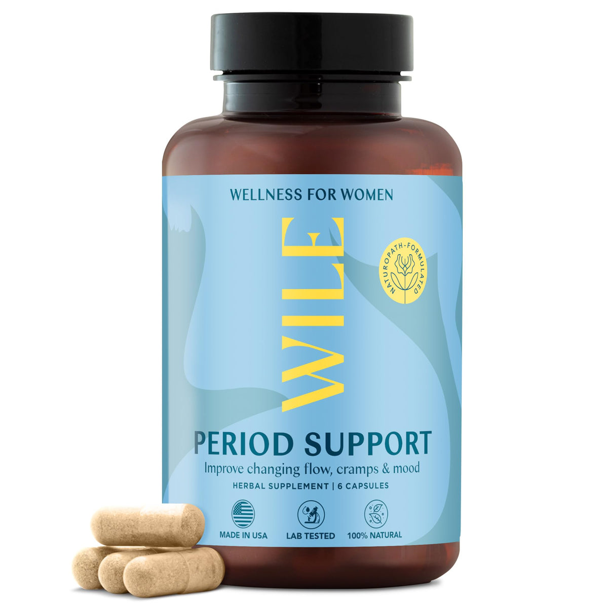 WILE menopause supplements bottle front for midlife balance and mood support