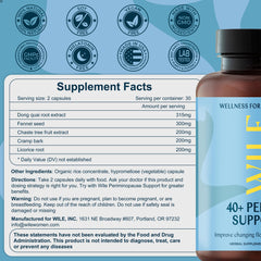 WILE plant-based herbal blend packaging emphasizing vegan formula for balance
