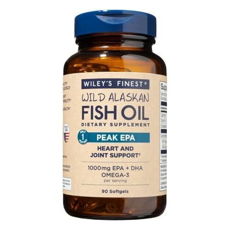 Wiley's Finest Peak EPA bottle showing high-potency omega-3 for daily support