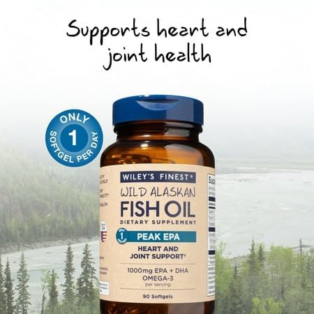 Wiley's Finest Peak EPA label details 750 mg EPA and 250 mg DHA per softgel