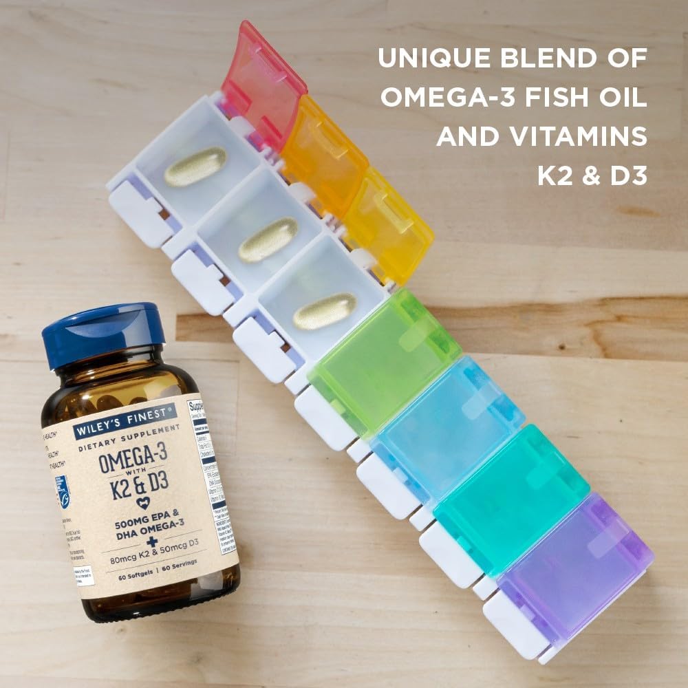Wiley's Finest USA-made omega-3 supplement packaging highlights quality.