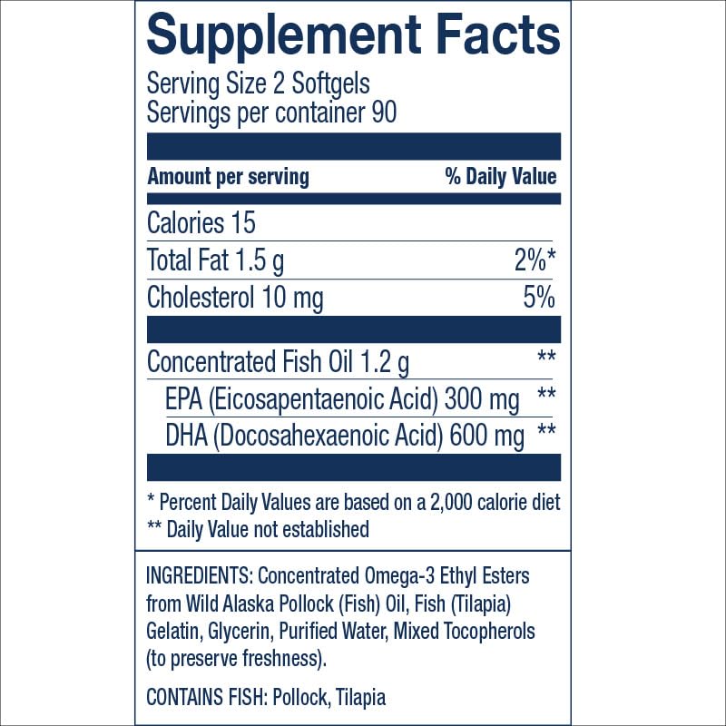 Close-up of Wiley's Finest prenatal DHA softgels—unflavored and easy to swallow.