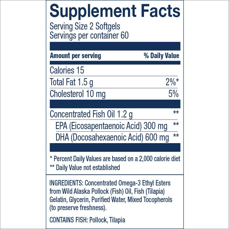 Wiley's Finest Peak DHA softgels close-up for easy daily dosing.