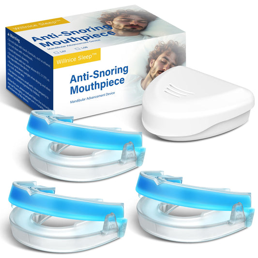Willnice anti-snoring mouth guard with adjustable 0-6 mm system for a precise, quiet-night fit.