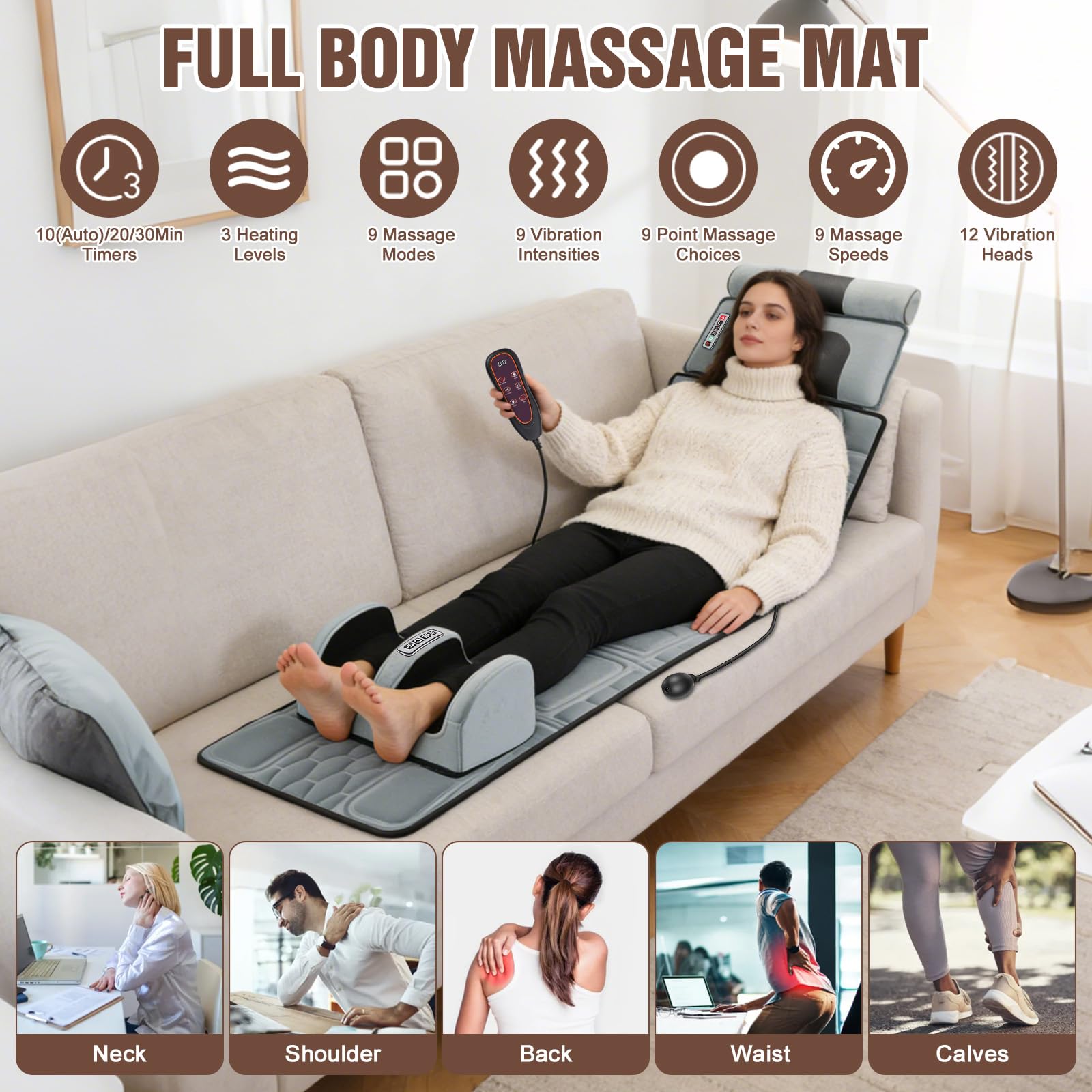 Wilytyres massage mat heat indicator highlights soothing warmth options