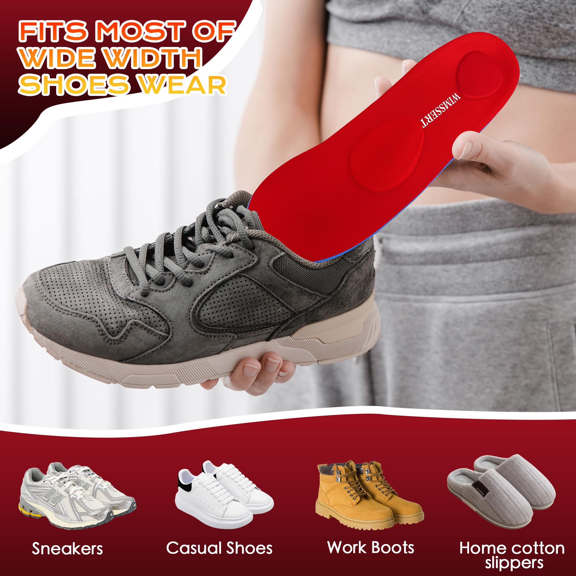 WIMSSERT dual-density padding provides cushioning and shock absorption