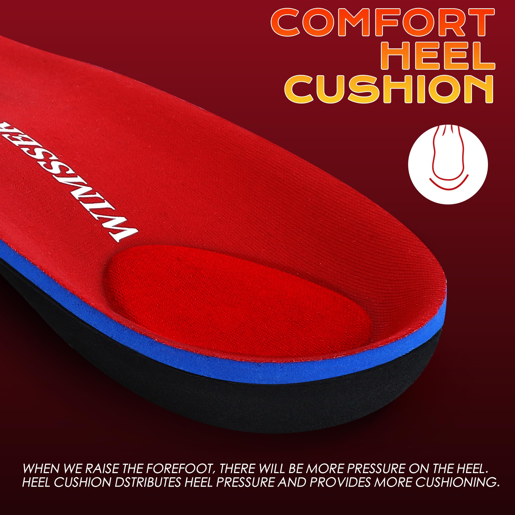 WIMSSERT heel cushion reduces heel pressure for comfortable wear