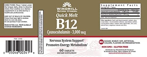 Windmill B-12 quick-melt tablets pack of two for steady daily support.