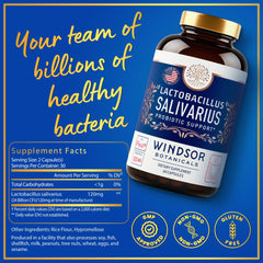 WINDSOR BOTANICALS bottle front label highlighting 24B CFU for daily use