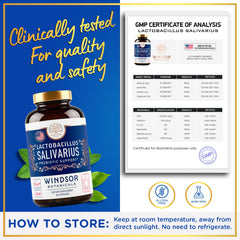WINDSOR BOTANICALS Lactobacillus Salivarius capsules close-up from Windsor Botanicals