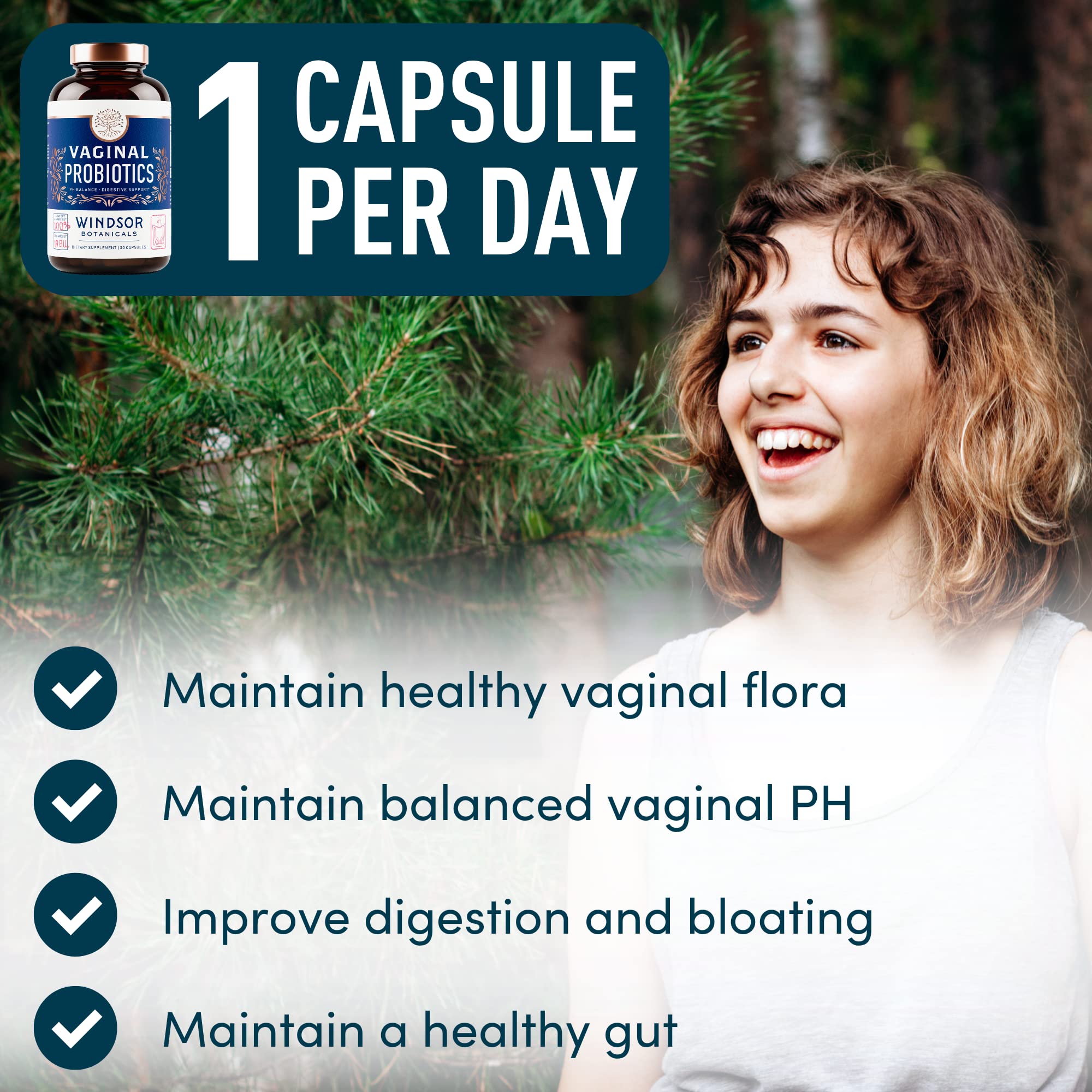 Close-up of the 15-strain label supporting vaginal health and digestion.