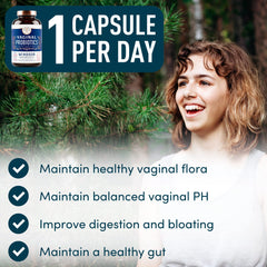 Close-up of the 15-strain label supporting vaginal health and digestion.