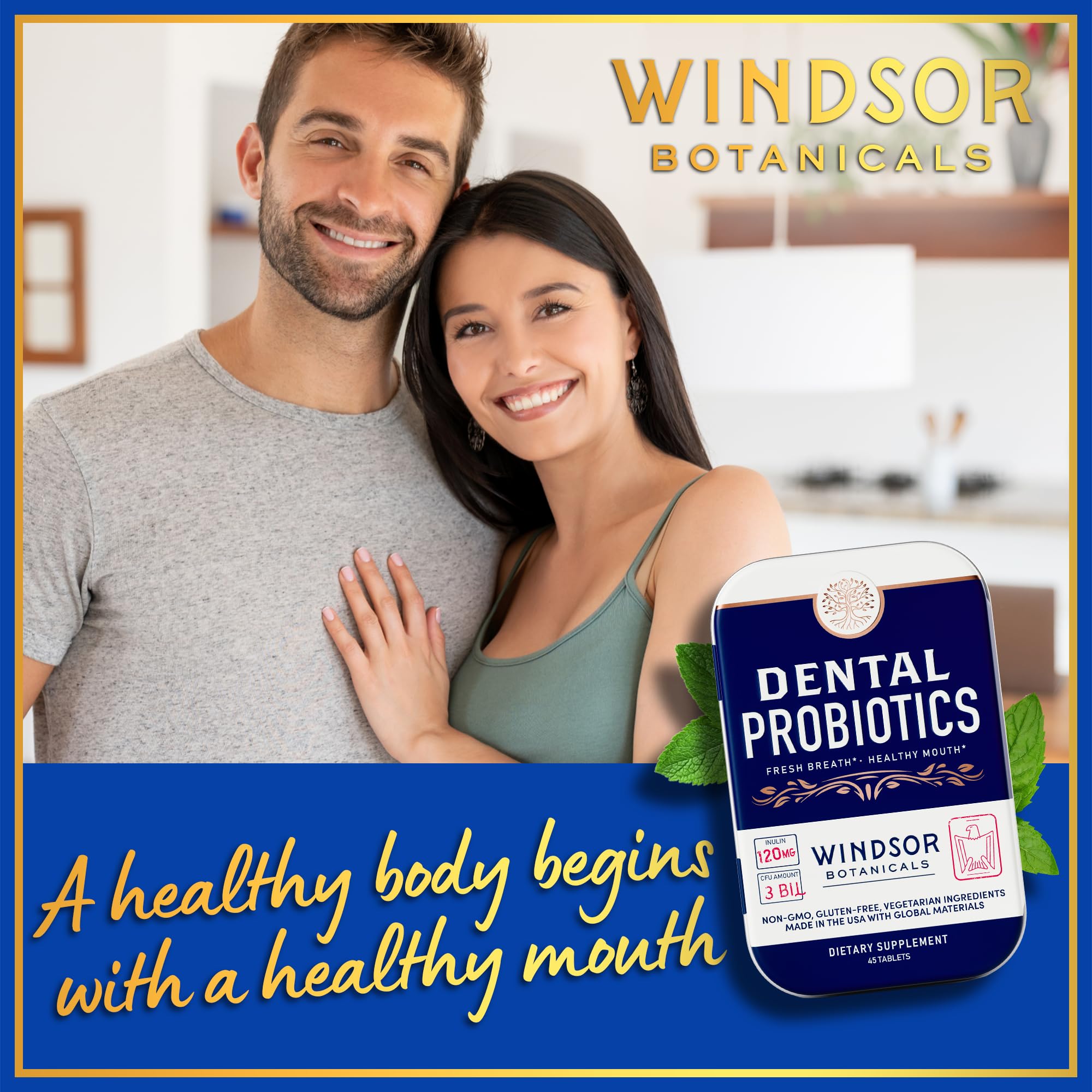 Windsor Botanicals 3BN CFU Lactobacillus probiotic supports balanced oral bacteria.