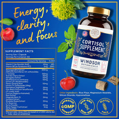 WINDSOR BOTANICALS ashwagandha blend capsules for calming support.