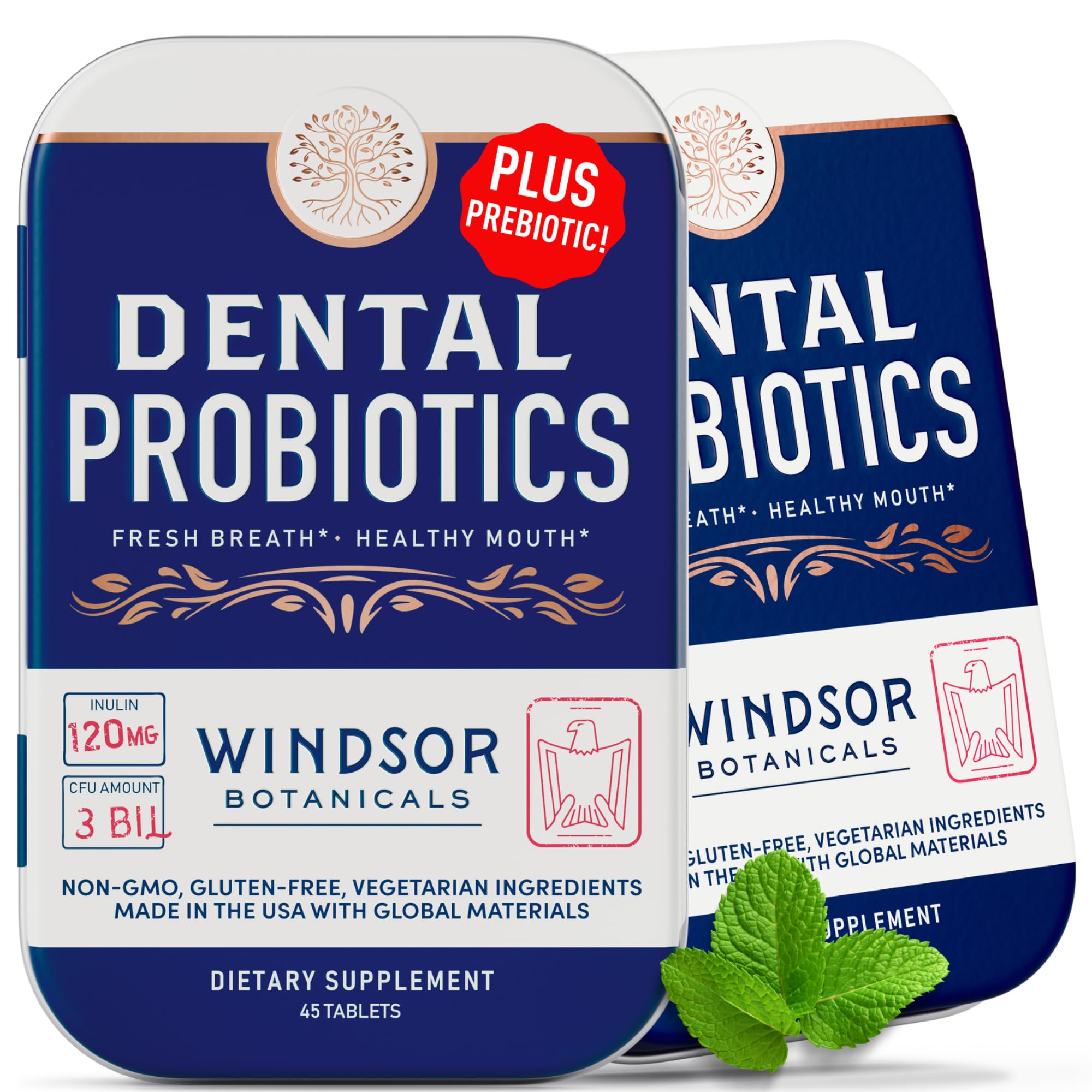 Windsor Botanicals breath-freshening probiotic complement after meals and work.
