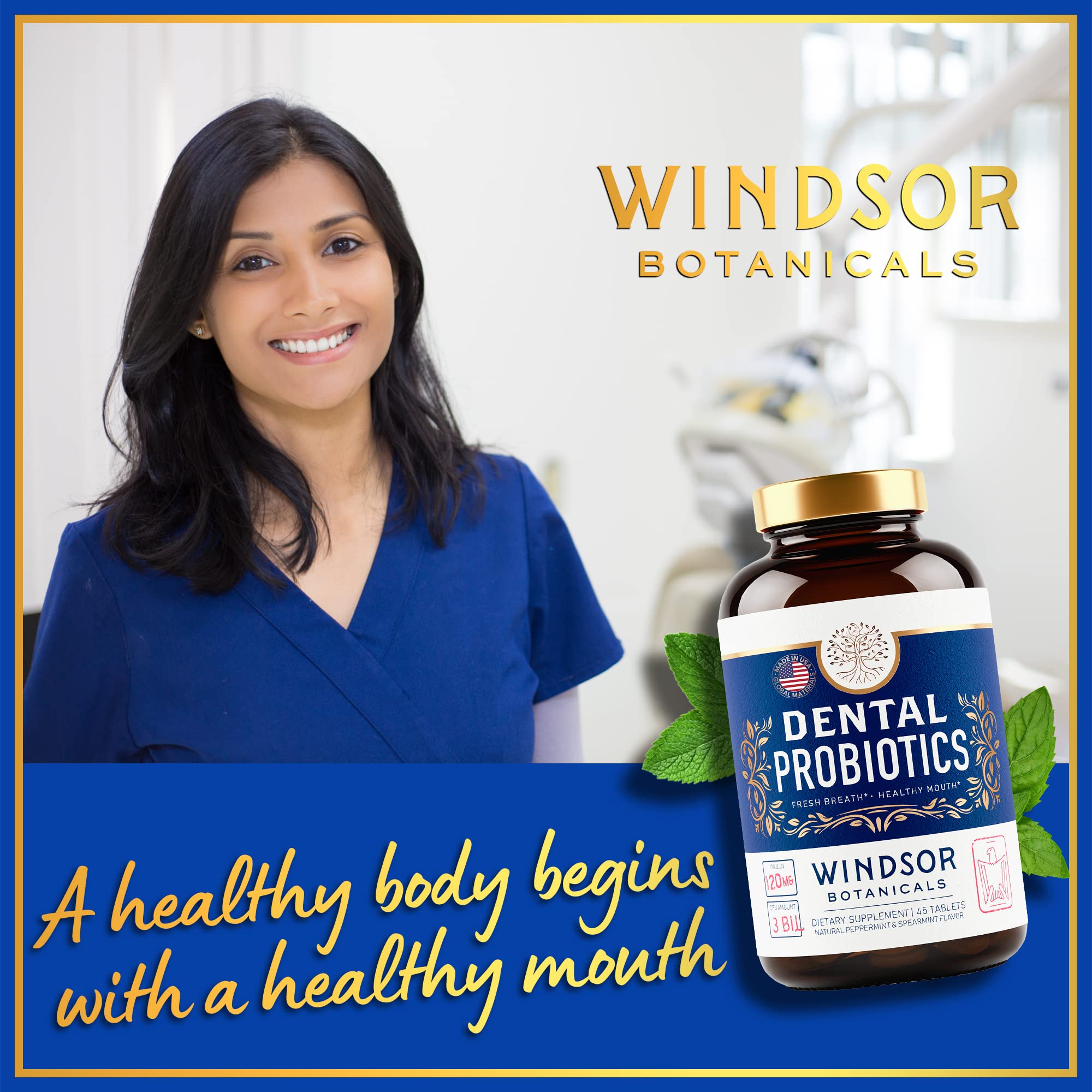 Windsor Botanicals chewable tablets in hand for on-the-go freshness