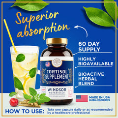 WINDSOR BOTANICALS L-tyrosine brain-boost capsules for focus.