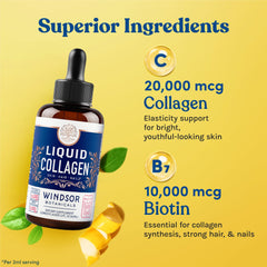 WINDSOR BOTANICALS liquid biotin for hair health supporting fuller-looking locks.