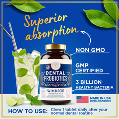 Windsor Botanicals mint flavor tablets after-meal refreshing moment