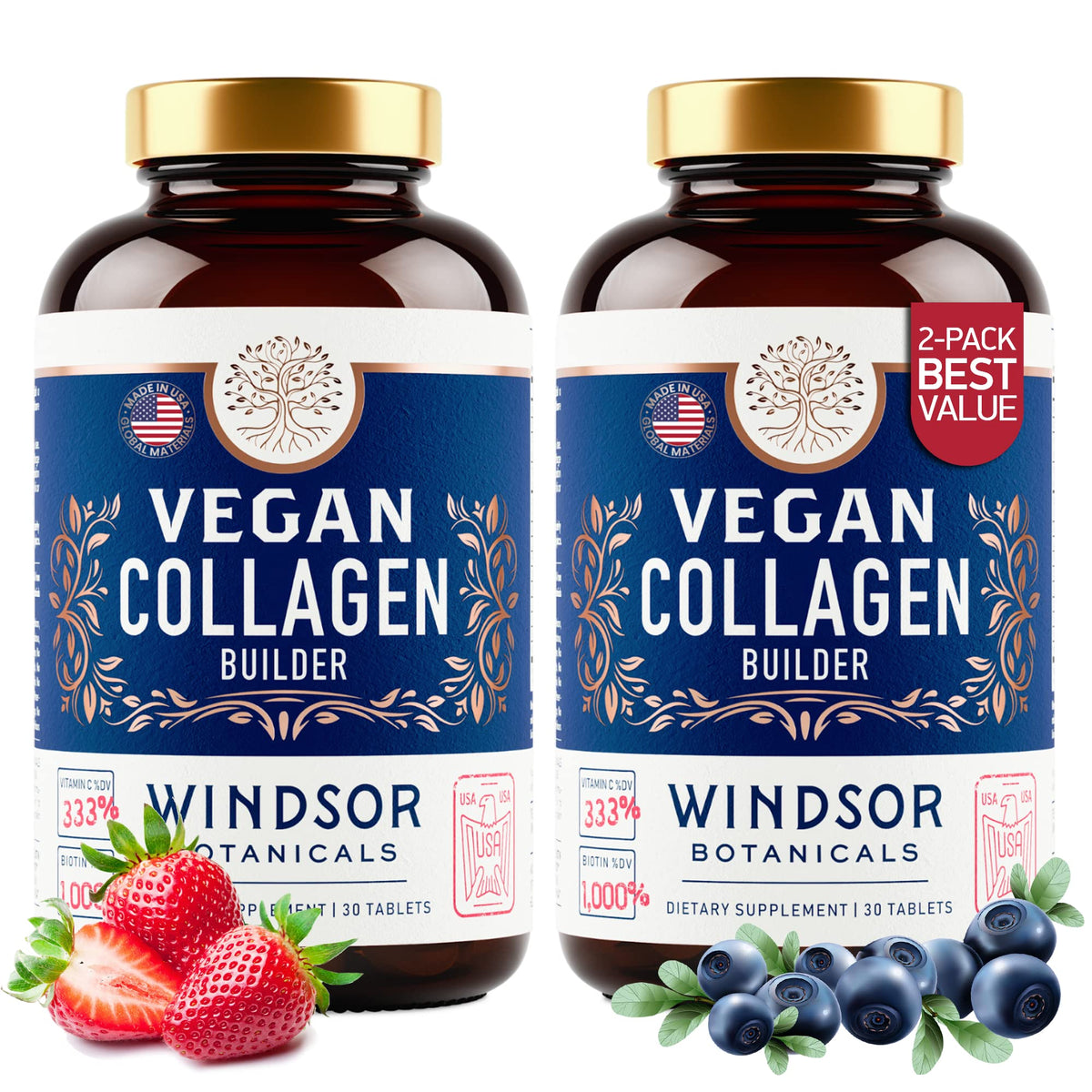 WINDSOR BOTANICALS vegan collagen bottle for daily beauty routine